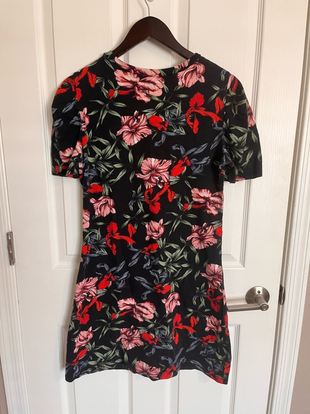 Pam & Gela 100% Cottom Bali Hai Puff Short Sleeve Floral Mini Dress Size M - Picture 7 of 11